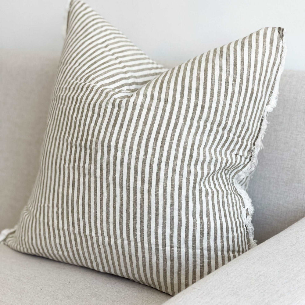 
                      
                        Camille Frayed Edge Olive Stripe Cushion 45x45cm
                      
                    