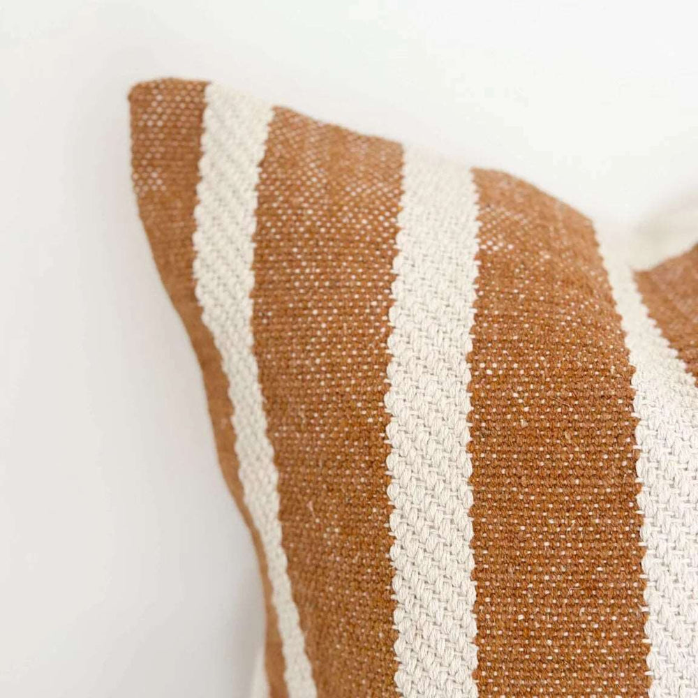 
                      
                        Helena Rust & Cream Stripe Feather Cushion
                      
                    