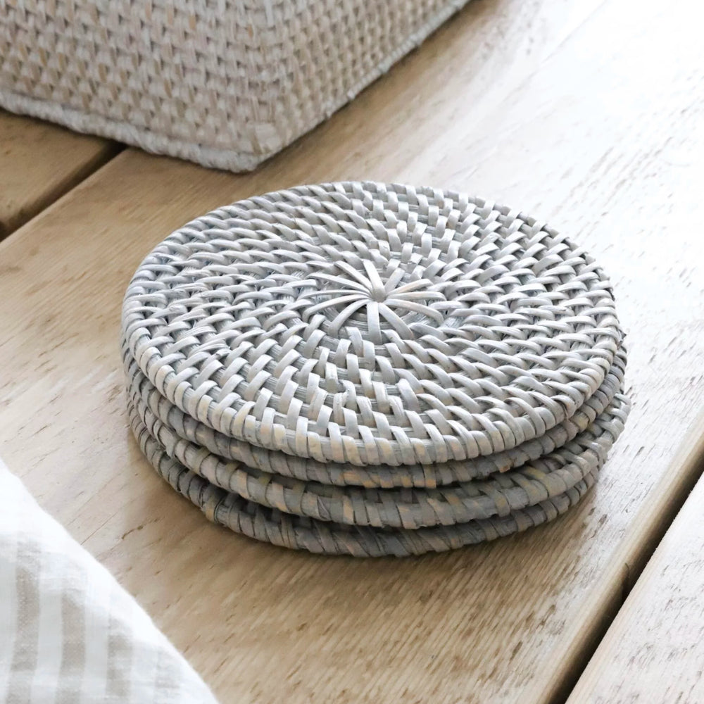 
                      
                        Set Of 4 Grey Rattan Coasters
                      
                    