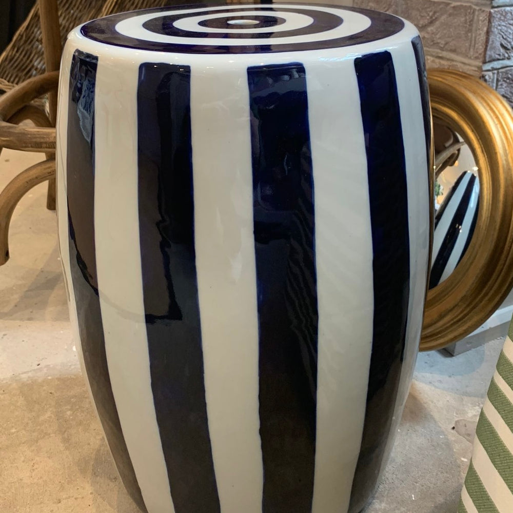 
                      
                        The Matisse Blue Stripe Ceramic Stool
                      
                    