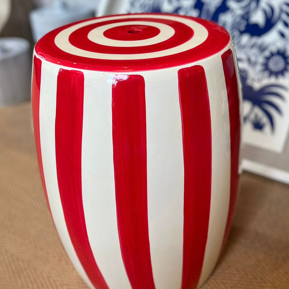 The Matisse Red Stripe Ceramic Stool