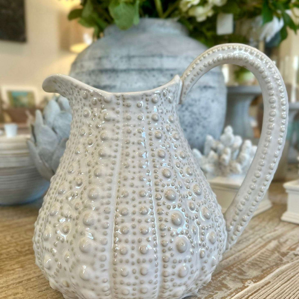 The Perranporth White Urchin Porcelain Bobble Jug