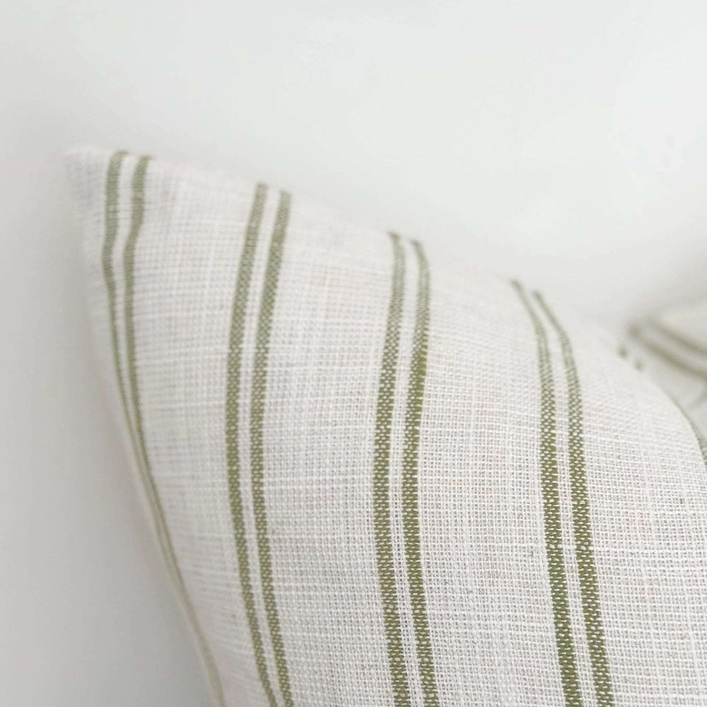 Darcy Olive Stripe Duck Feather Cushion 45x45cm