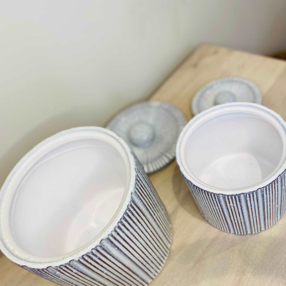 
                      
                        Medium 'Padstow' Striped Lidded Ceramic Jar
                      
                    