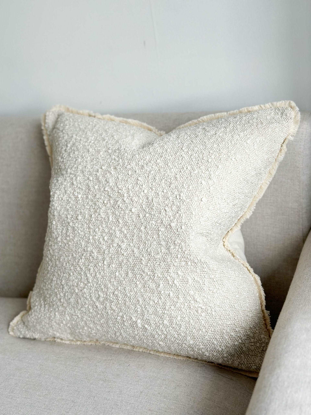 Ophelia Cream Boucle Feather Cushion 45×45cm