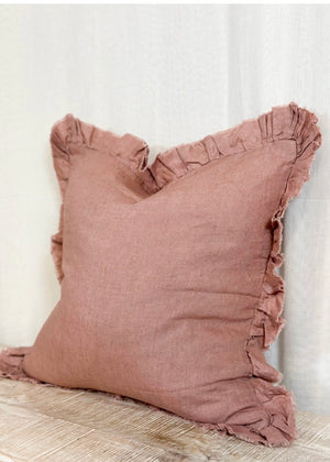 Ottilie Ruffled Edge Dusty Pink Cushion 45x45cm