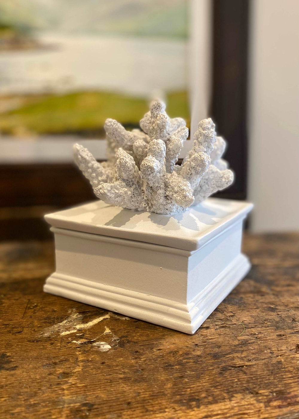 Coraline White Lidded Coral Effect Trinket Box