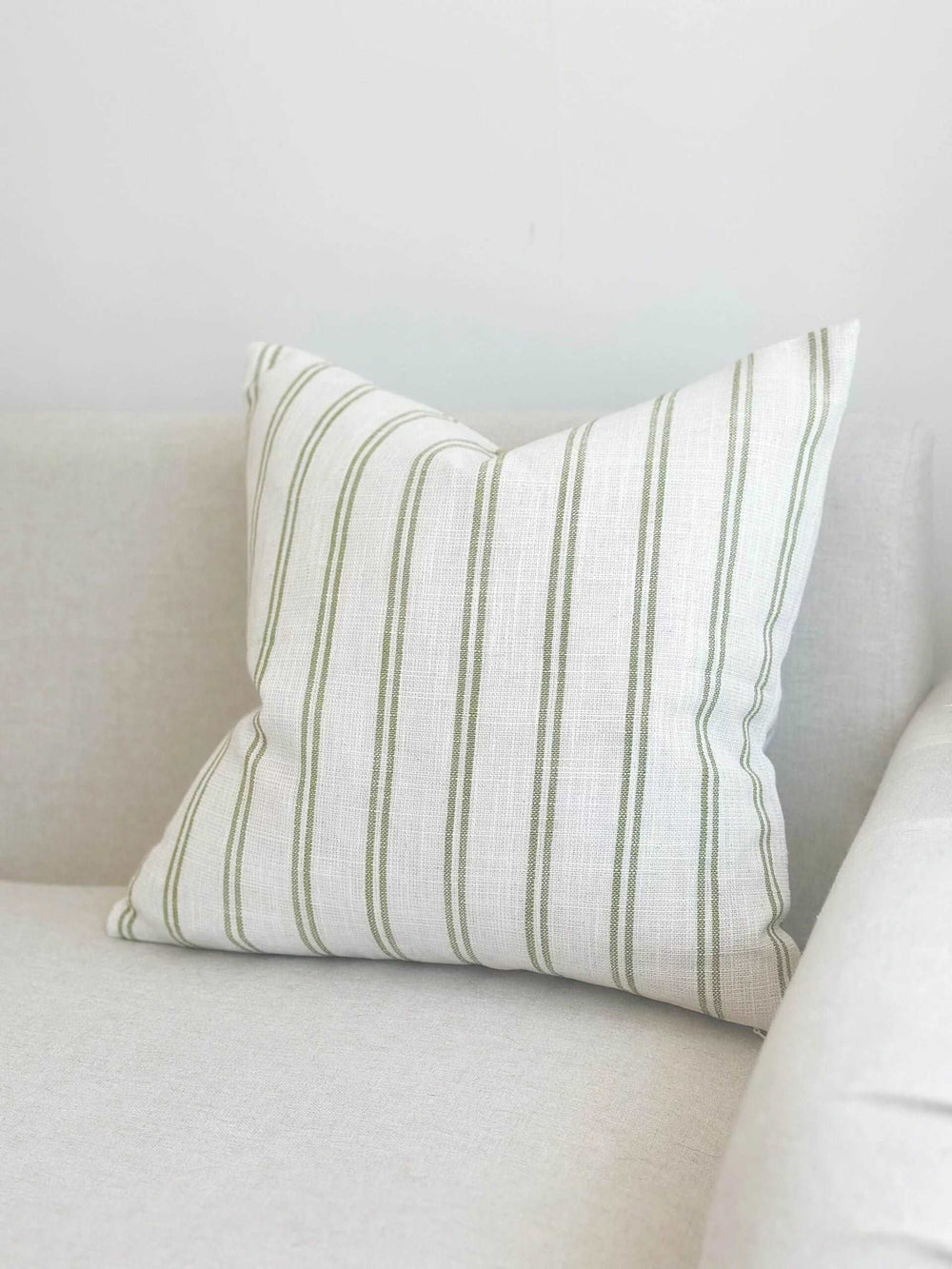 Darcy Olive Stripe Duck Feather Cushion 45x45cm