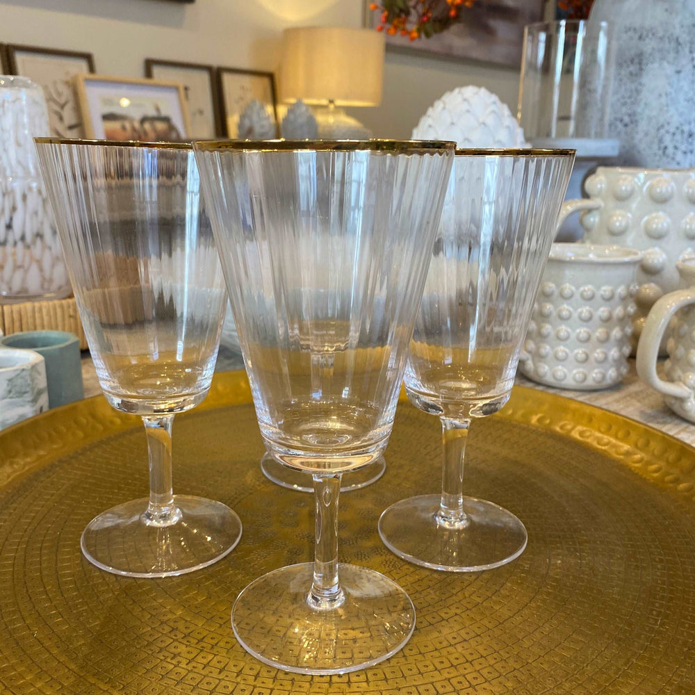 
                      
                        Regina Set Of 4 Gold Rimmed Ribbed Wine Glasses
                      
                    