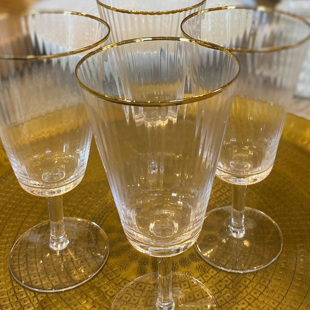 
                      
                        Regina Set Of 4 Gold Rimmed Ribbed Wine Glasses
                      
                    