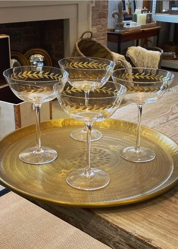 Dionysus Gold Leaf Martini/Champagne Glasses