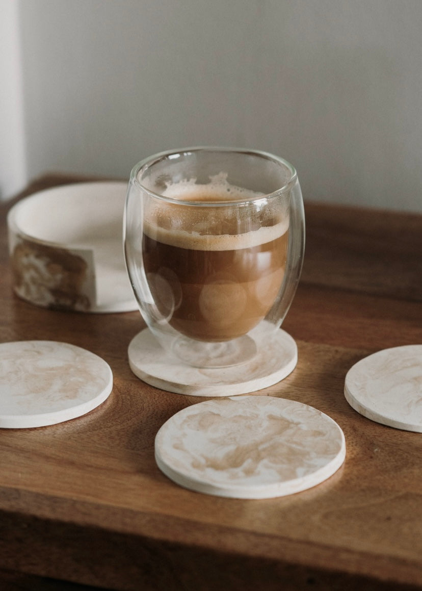 Or'el White/Brown Jesmonite Coaster Set