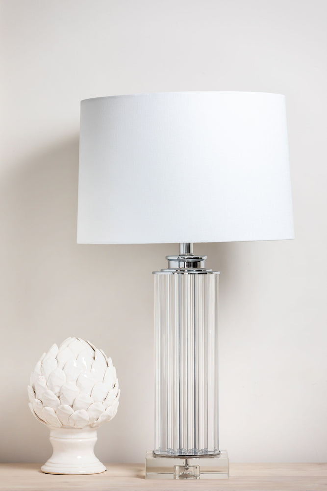 The Marlow Acrylic Lamp with Linen Shade