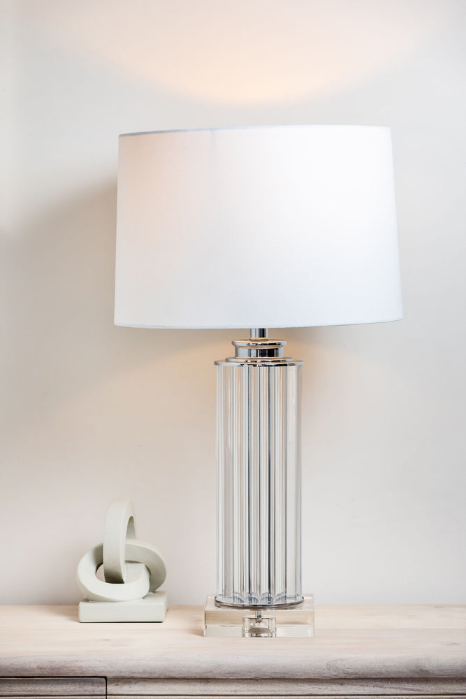 The Marlow Acrylic Lamp with Linen Shade