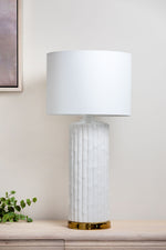 The Athena Bamboo Style White Lamp & Shade