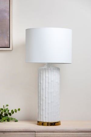 The Athena Bamboo Style White Lamp & Shade