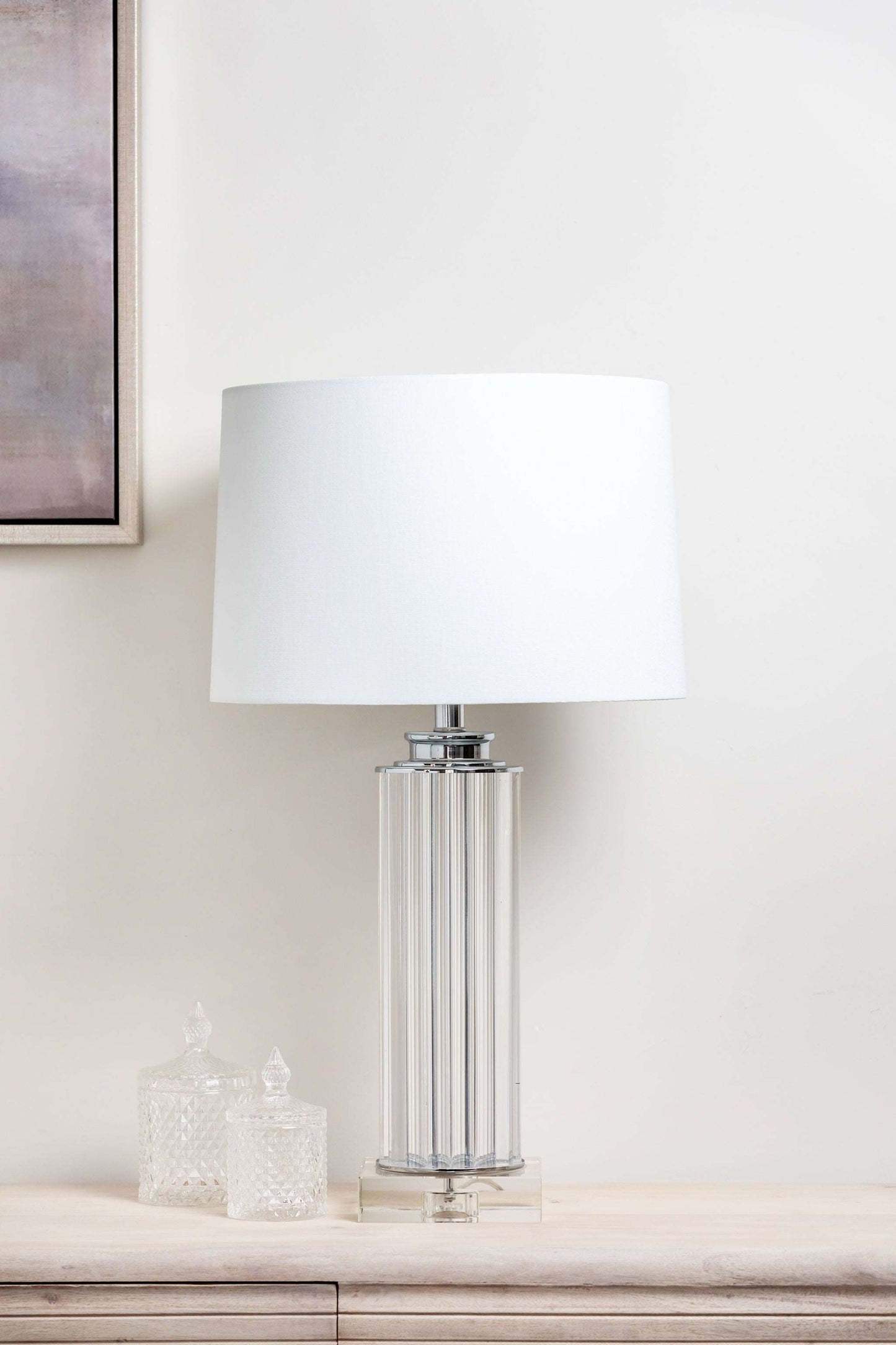 The Marlow Acrylic Lamp with Linen Shade