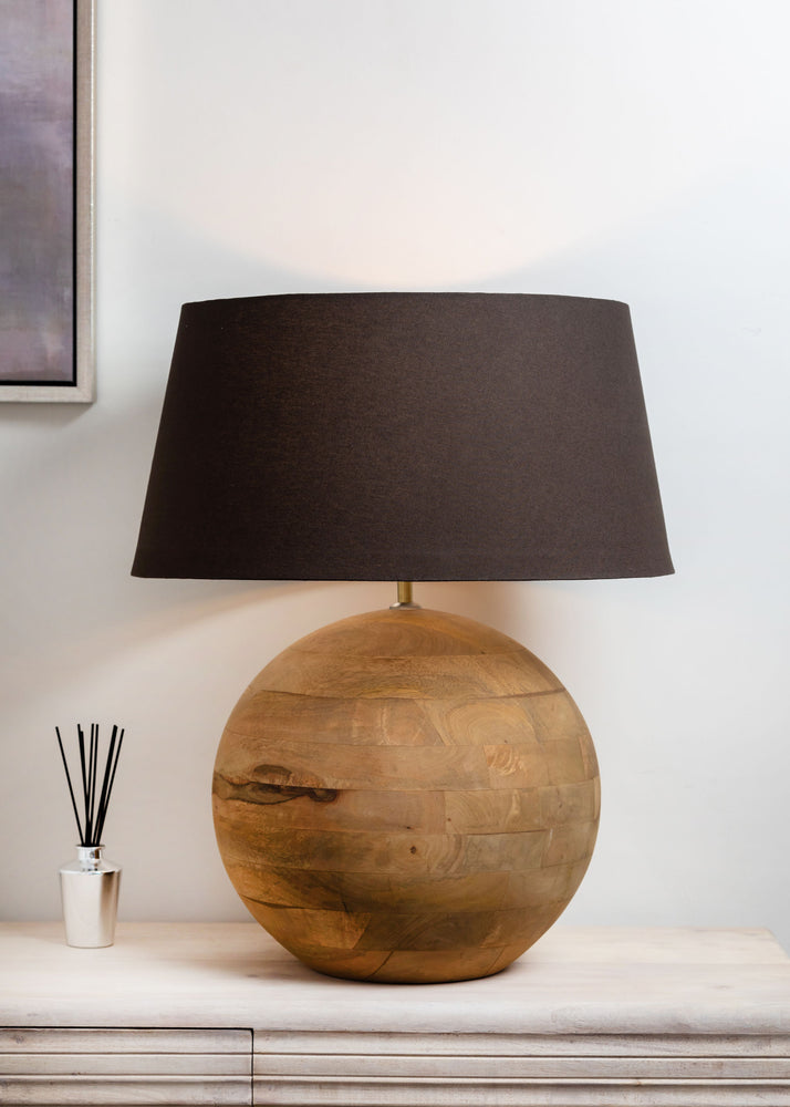 The Zeus Large Mango Wood Lamp With Shade