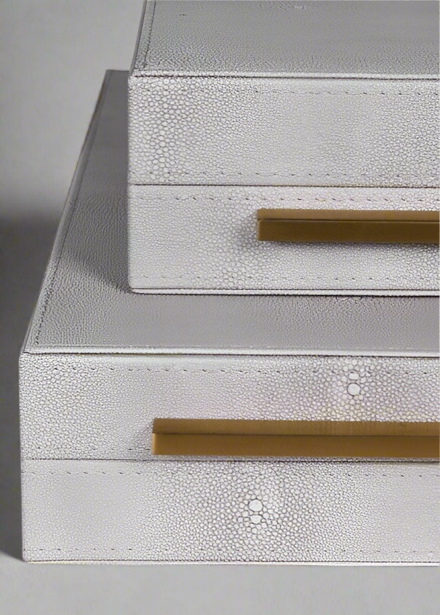 Faux Shagreen Storage Boxes