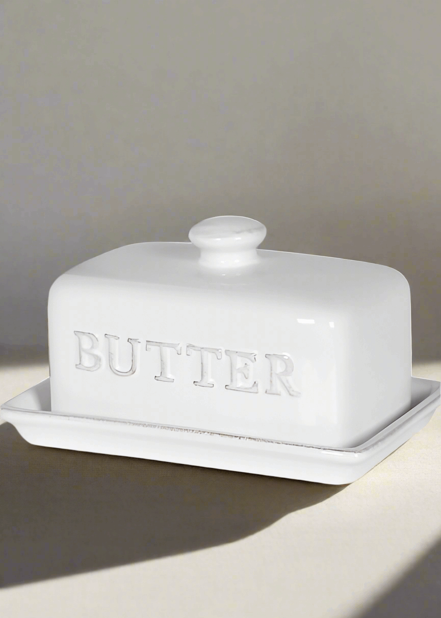 The Cotswolds White Ceramic Butter Dish