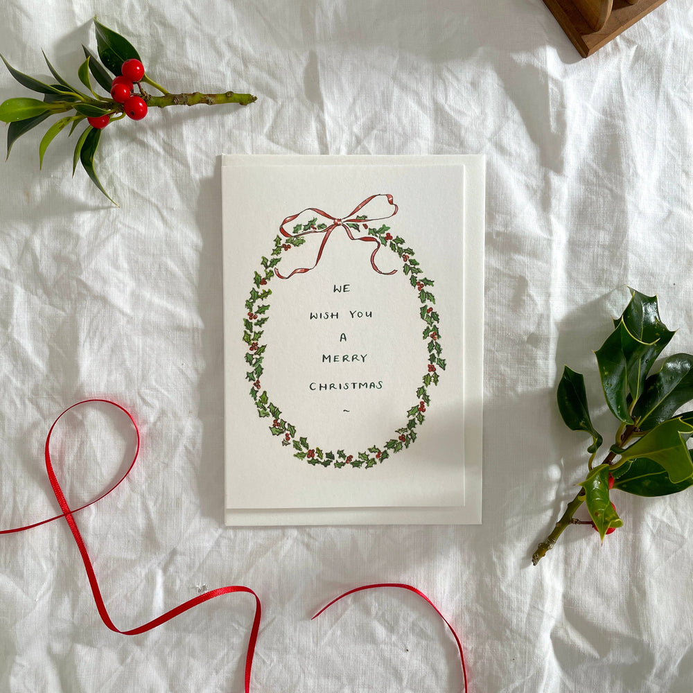 
                      
                        Holly Wreath 'We Wish You A Merry Christmas' Card
                      
                    