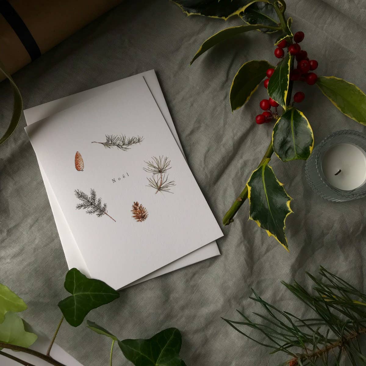 'Noel' Botanical Foliage Luxury Christmas Card