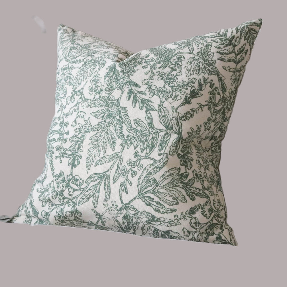 Aria Green Leaf Duck Feather Cushion 45x45cm