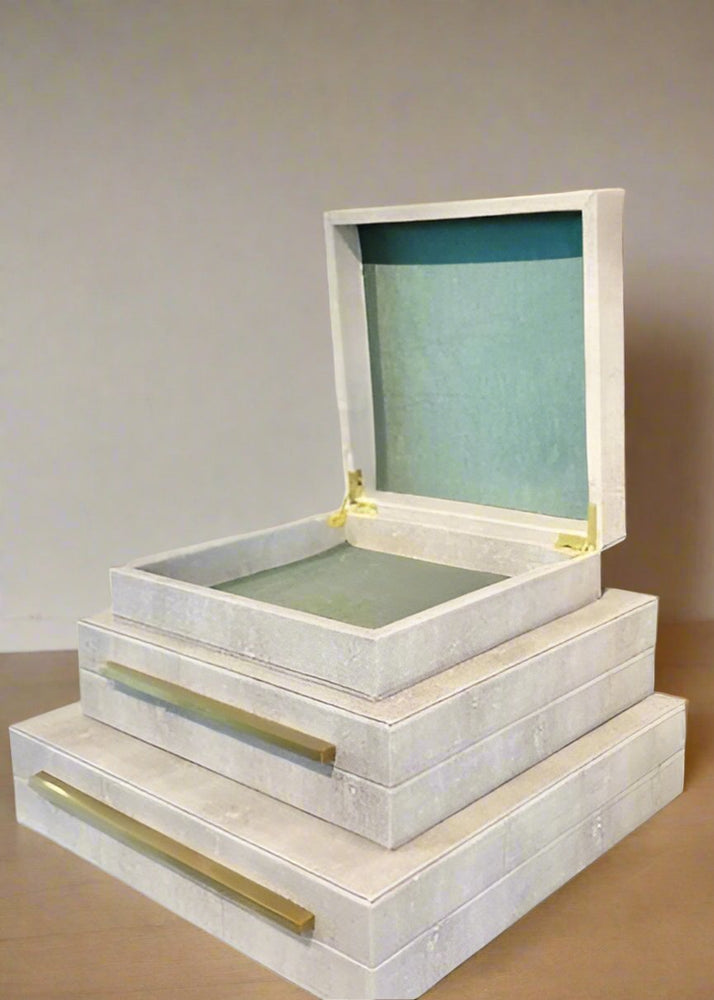 
                      
                        Faux Shagreen Storage Boxes
                      
                    