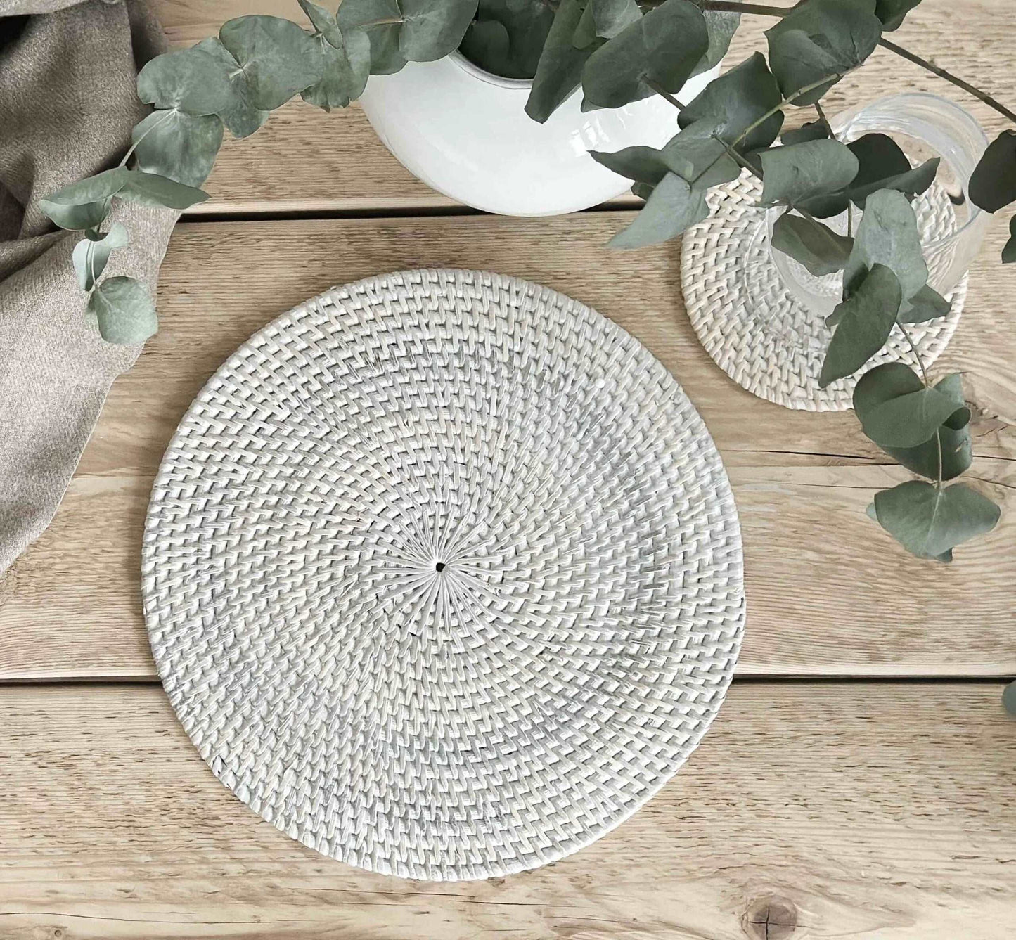 Whitewashed Rattan Placemats